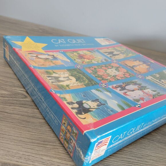 1997 Cat Quilt Elizabeth King Brownd Jigsaw Puzzle 1000+ pcs Made In USA  #8056 - Picture 10 of 10